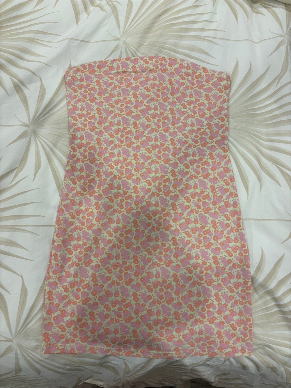 bp Strapless Floral Mini Dress in Pink and Cream